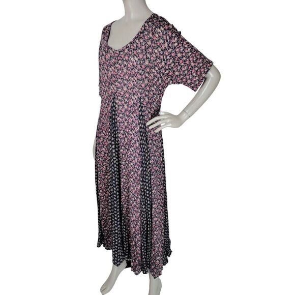 VTG 90s Nostalgia Grunge Prairie Boho Cottagecore Calico Floral Paneled Dress - Picture 5 of 9
